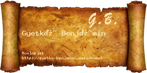 Gyetkó Benjámin névjegykártya