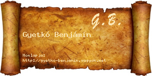Gyetkó Benjámin névjegykártya